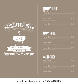 Barbecue Party Menu in brown background