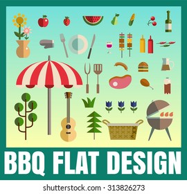 Barbecue party picnic, Vector flat illustrations and icon set format eps 10