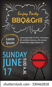 Barbecue party poster design template poster invitation advertise BBQ food design  ,black  background vector  illustration