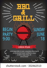 Barbecue party poster design template  invitation advertise BBQ food design  ,black  background vector  illustration