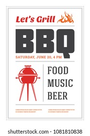 Barbecue party vector flyer or poster design template. BBQ cookout event retro typography.