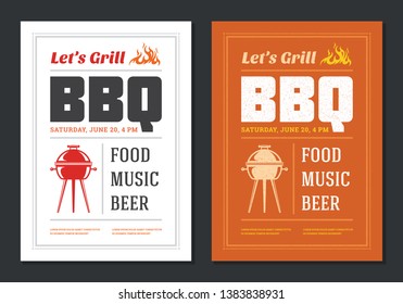 Barbecue party vector flyer or poster design template. BBQ cookout event retro typography.