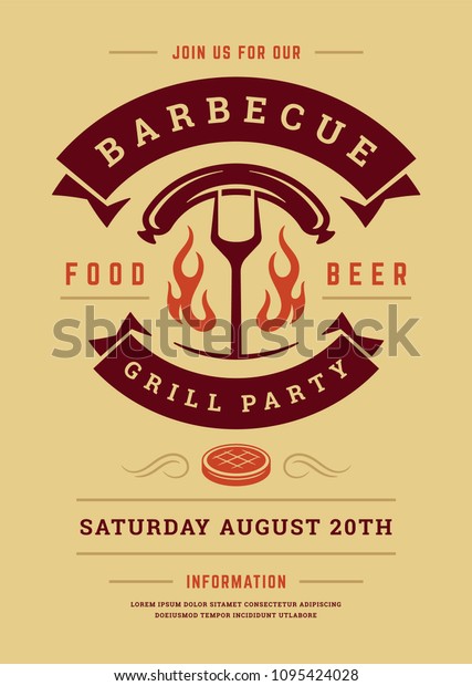 Barbecue Party Vector Flyer Poster Design Stock Vector (Royalty Free ...