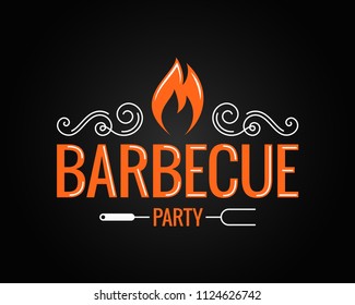 Barbecue party vintage logo on black background