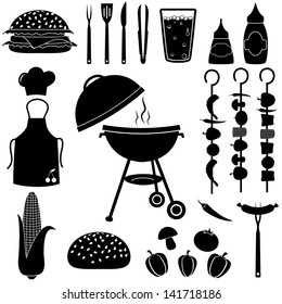 Barbecue and picnic icons set.