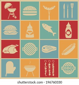 Barbecue and picnic icons set.