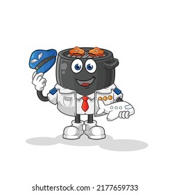 the barbecue pilot mascot. cartoon vector