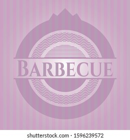 Barbecue pink emblem. Retro. Vector Illustration. Detailed.