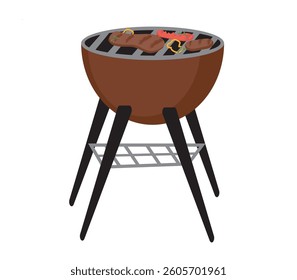 barbecue with pork and beef and vegetables, vector illustration.