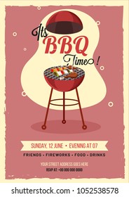 Barbecue Poster, Flyer, Template or Invitation Design.