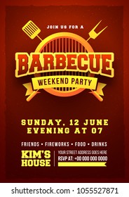 Barbecue Poster, Flyer, Template or Invitation Design.