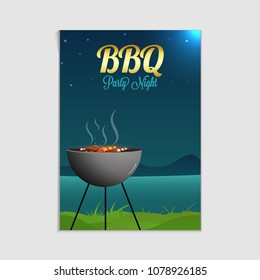 Barbecue Poster, Flyer, Template or Invitation Design.