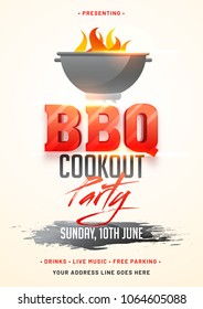 Barbecue Poster, Flyer, Template, Menu Card or Invitation Design.