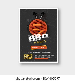 Cartel de barbacoa, volante, plantilla, carta de menú o diseño de invitación.