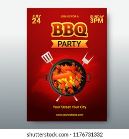 Barbecue Poster, Flyer, Template, Menu Card or Invitation Design.