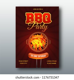 Barbecue Poster, Flyer, Template, Menu Card or Invitation Design.