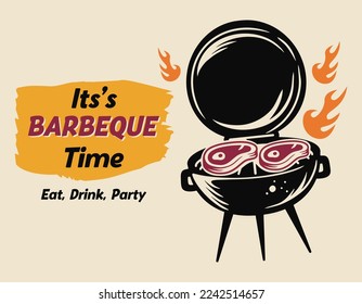 Barbecue posters. bbq time. barbecue party. vintage poster