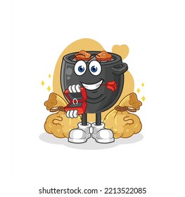la barbacoa con anillo. vector de mascota de dibujos animados