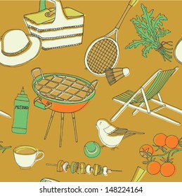 Barbecue Related Items. Seamless Pattern