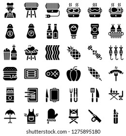 Barbecue related vector icon set, solid design