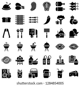 Barbecue related vector icon set, solid design
