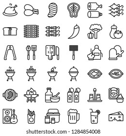 Barbecue related vector icon set, line design editable stroke
