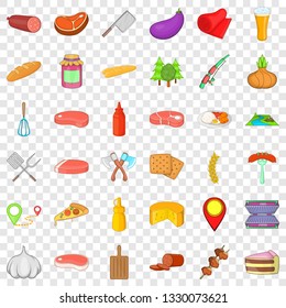 Barbecue rest icons set. Cartoon style of 36 barbecue rest vector icons for web for any design