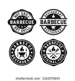 Barbecue restaurant badge stamps design logo collection