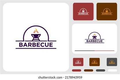 Barbecue restaurant logo design template