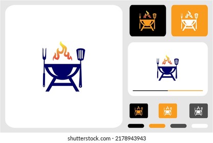 Barbecue restaurant logo design vector