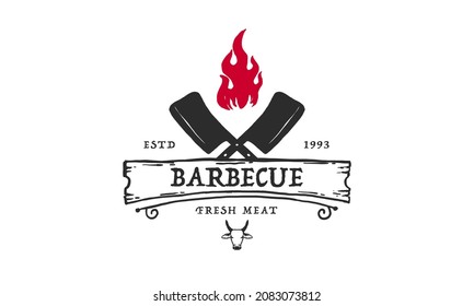 Barbecue restaurant - minimalist logo concept. Logo of Barbecue, vetor illustration