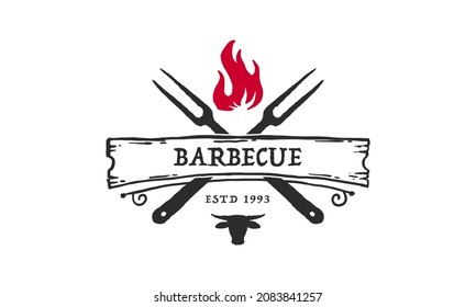 Barbecue restaurant - minimalist logo concept. Logo of Barbecue, vetor illustration