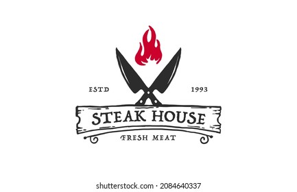 Barbecue restaurant - minimalist logo concept. Logo of Barbecue, vetor illustration