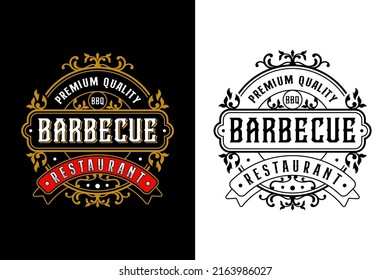 Barbecue restaurant premium quality vintage design logo