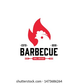 Barbecue restaurant - vintage logo concept. Barbecue logo, chicken with fire