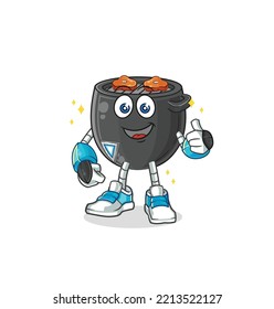 the barbecue robot character. cartoon mascot vector