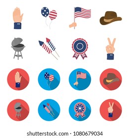 Barbecue, salute, voting ebblema, victory. The patriot day set collection icons in cartoon,flat style vector symbol stock illustration web.