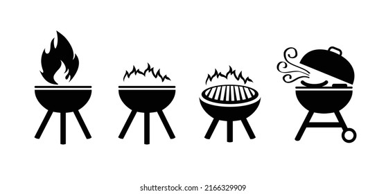 barbecue and sausage, bratwurst and burgers. Vector barbecuing withe fire flame, food pictogram. BBQ Grill tools symbol. Menu concept of unhealthy lifestyle. bbq time and party. barbeque icon