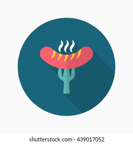 Barbecue sausage icon, Vector flat long shadow design. EPS10