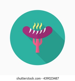 Barbecue sausage icon, Vector flat long shadow design. EPS10