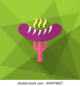 Barbecue sausage icon, Vector flat long shadow design. EPS10