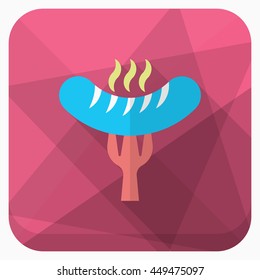 Barbecue sausage icon, Vector flat long shadow design. EPS10