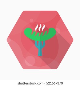 Barbecue sausage icon, Vector flat long shadow design. EPS10