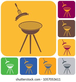 Barbecue sausage icon. Vector illustration.

