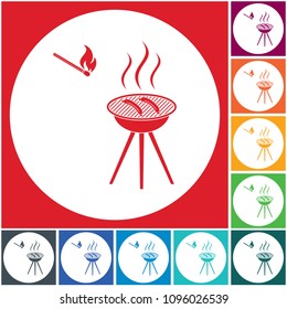 Barbecue sausage icon. Vector illustration

