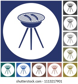 Barbecue sausage icon. Vector illustration.


