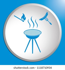 Barbecue sausage icon. Vector illustration.

