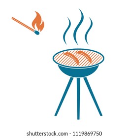 Barbecue sausage icon. Vector illustration


