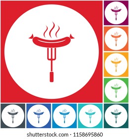Barbecue sausage icon. Vector illustration.

