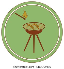 Barbecue sausage icon. Vector illustration.


